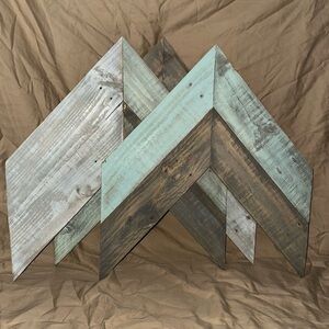 Rustic Chevron Wood Wall Art - Mint and Weathered Gray
